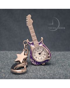 Mini Clocks, Purple Electric Guitar Miniature Clock Keychain